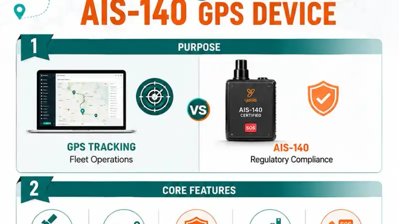 AIS-140 certified GPS device integrated with a fleet management platform showing compliance reporting and operational analytics