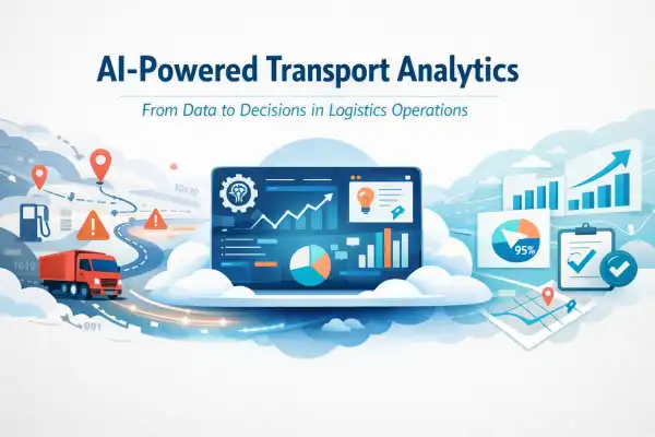 AI-powered analytics and reporting dashboard in a transport management system improving logistics visibility