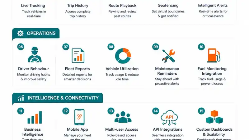 GPS tracking dashboard with multi-user access, role-based permissions, and fleet reporting features