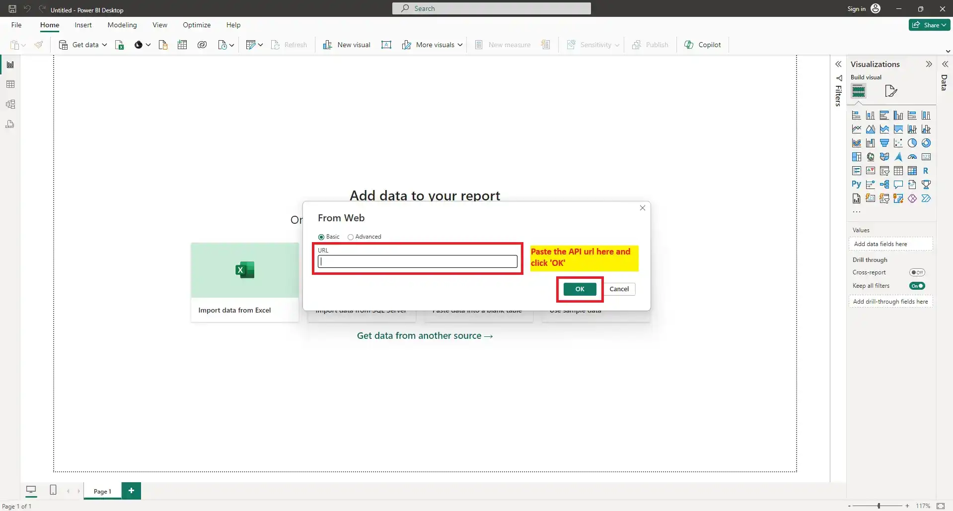 Paste API URL screenshot