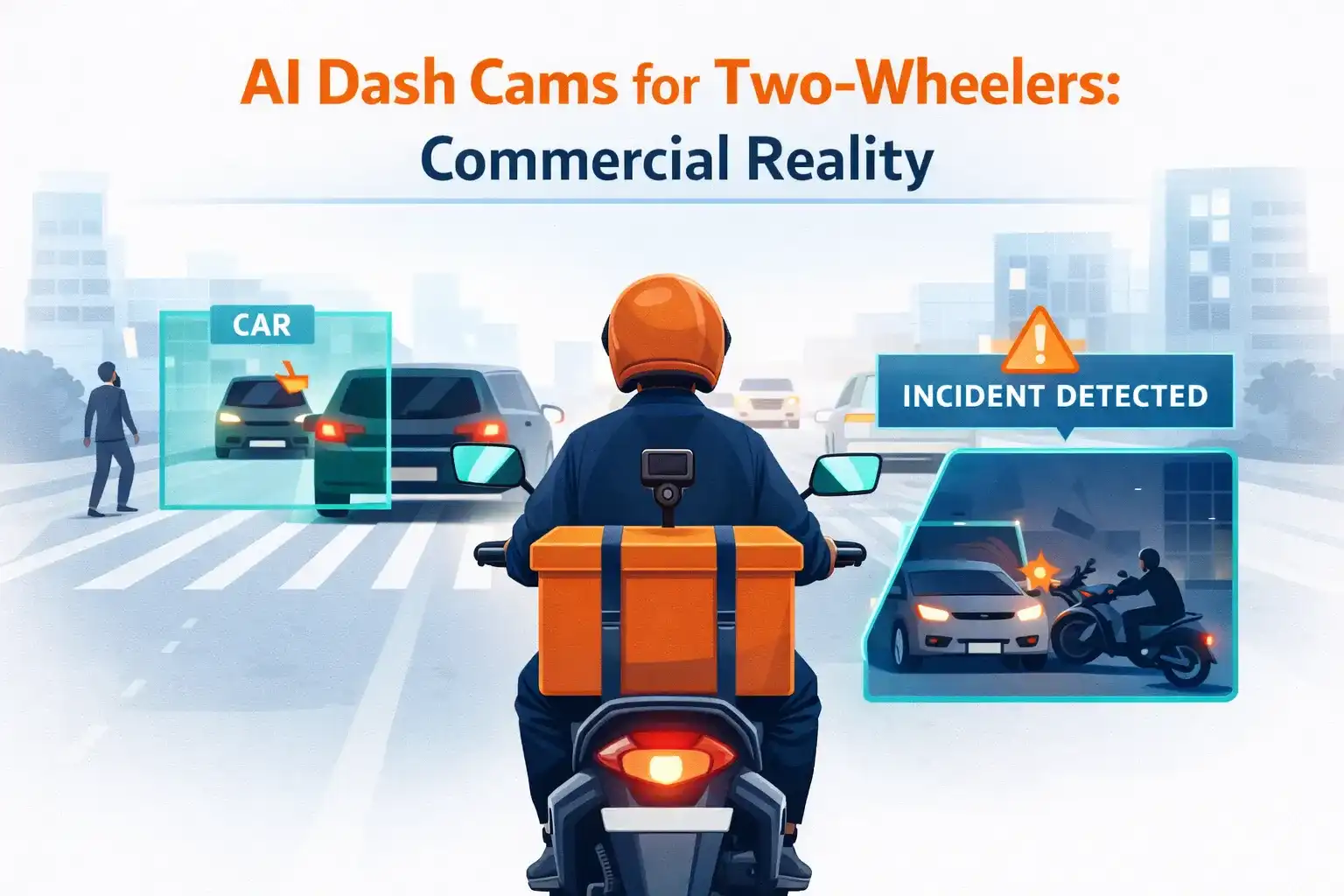 AI dash cams installed on delivery two-wheelers for commercial safety and accountability