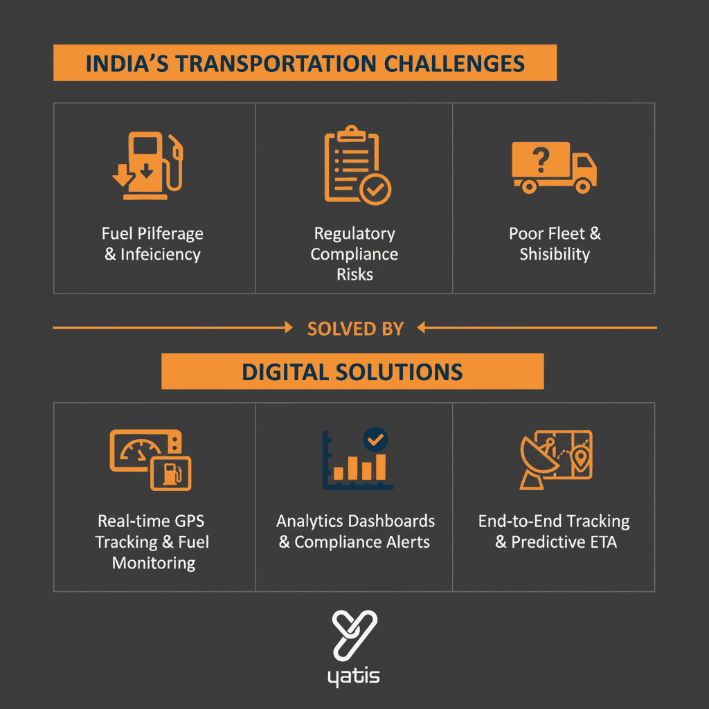 Yatis Telematics transport management dashboard showing fleet analytics