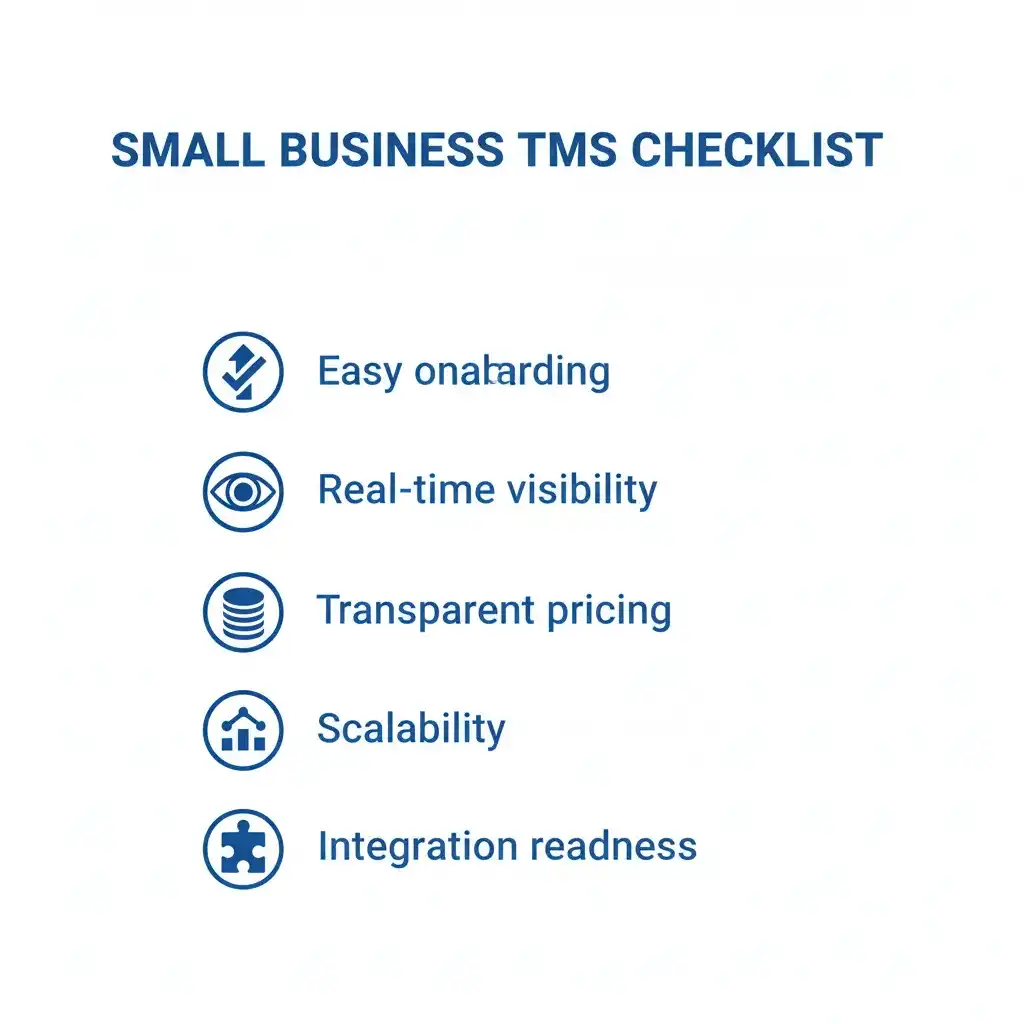 Checklist infographic for choosing transport management software for small businesses
