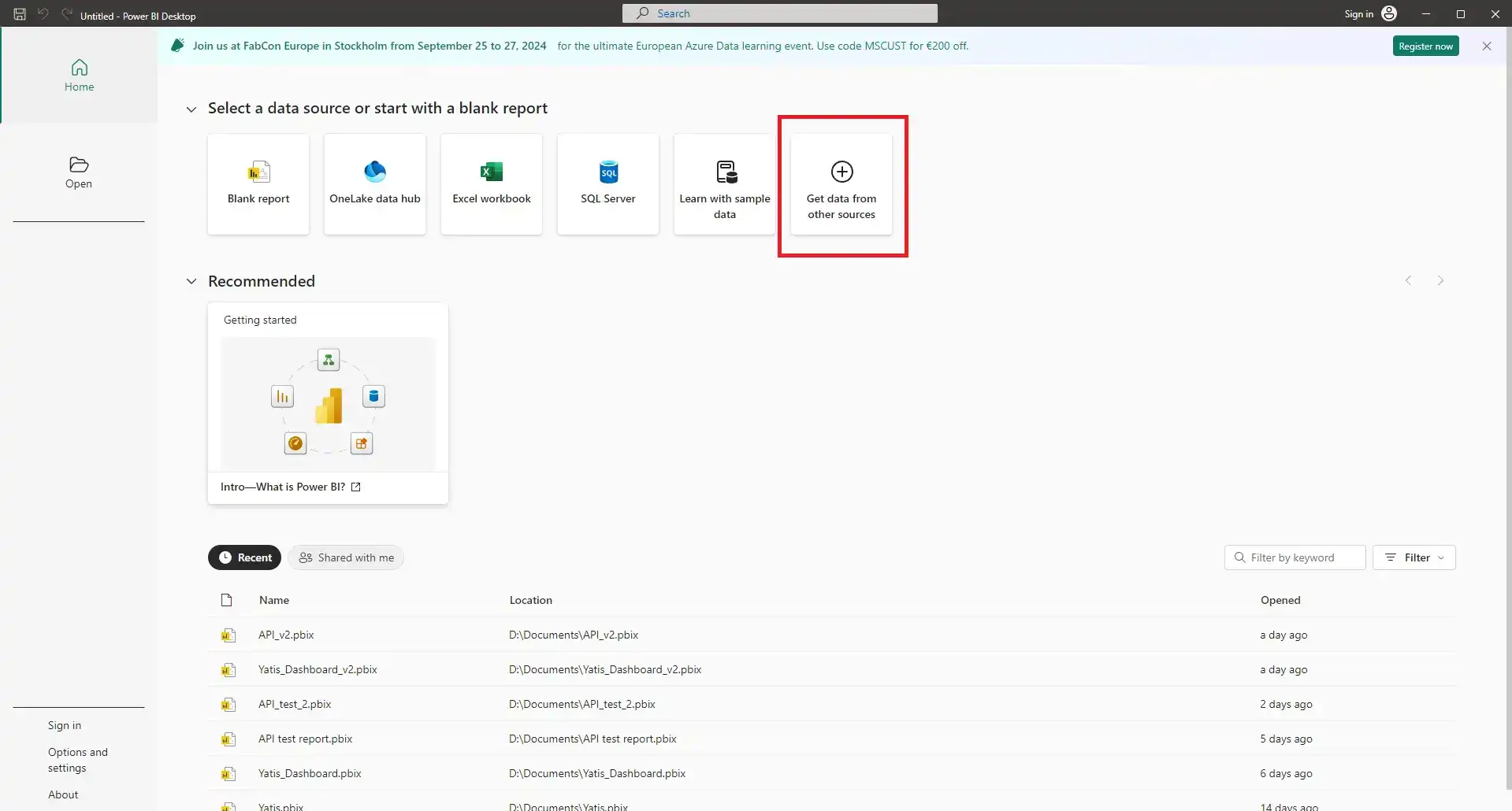 Get data from other sources screenshot