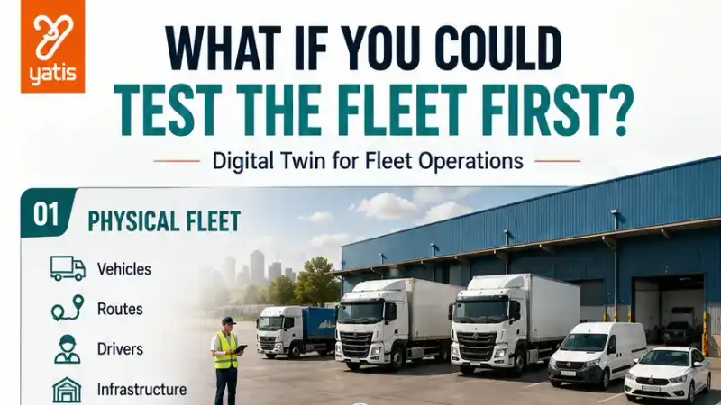Fleet technology stack showing GPS tracking, analytics, predictive management and digital twin layers