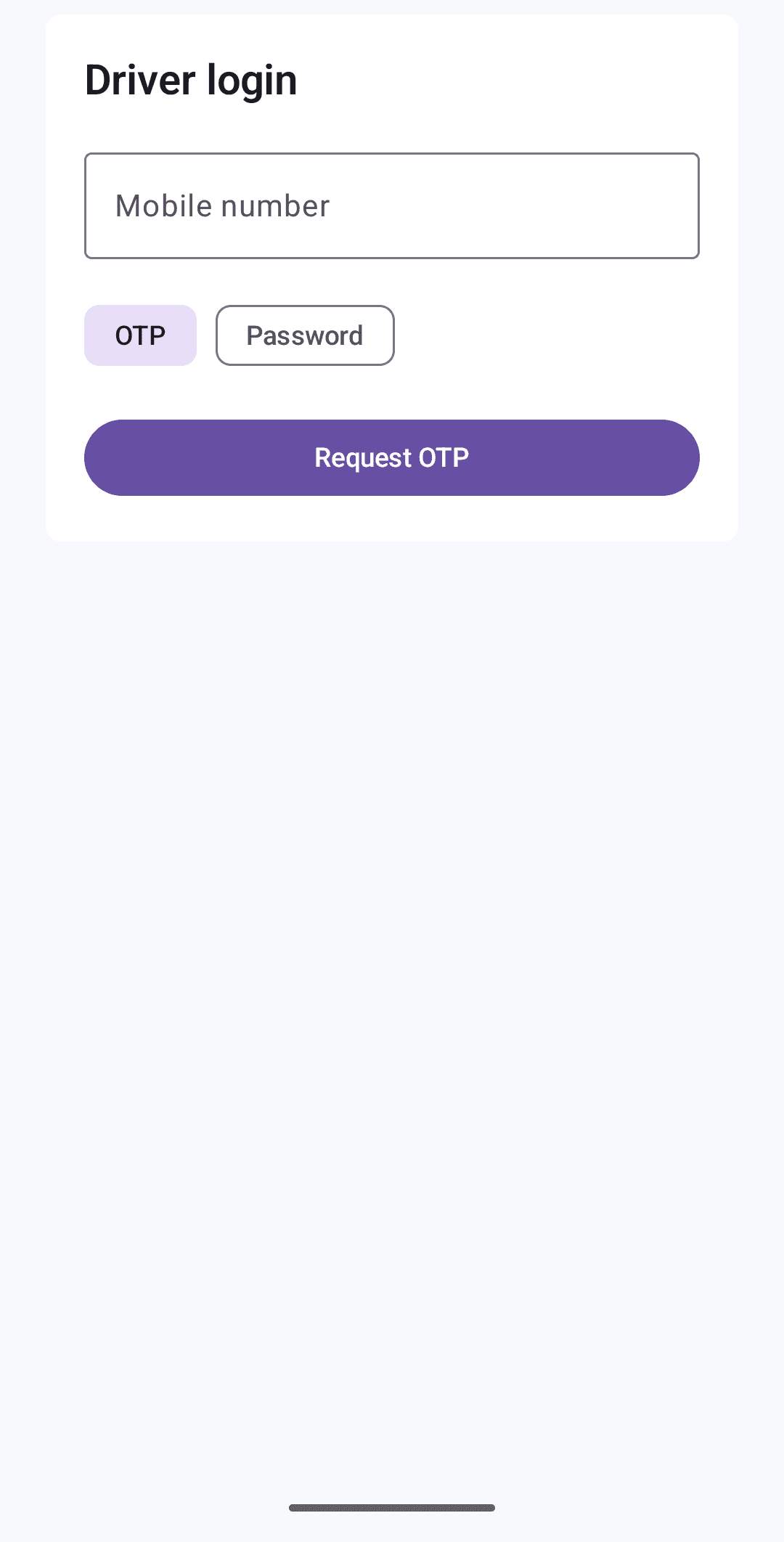 Field app login screen
