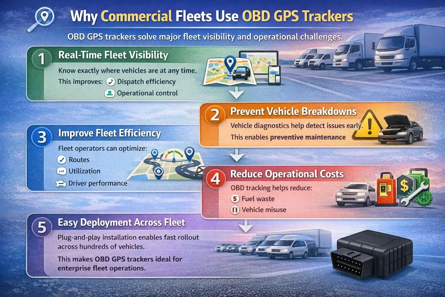 Why Commercial Fleets Use OBD GPS Trackers