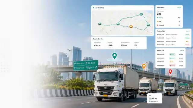 Live fleet visibility map showing real-time vehicle locations on the Yatis GPS tracking dashboard